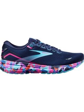 Brooks Women’s Navy Ghost Running Shoe with Multi-Color Midsole